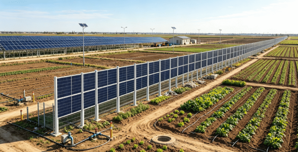 Dual-use solar agriculture mounting design